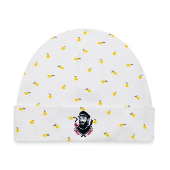 Seebaer Kapitaen Wappen Logo - Baby Premium Organic Mütze - Weiß/Zitronengelb - Vorne