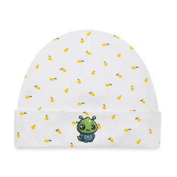 Kleiner Planetenfreund Alien Shirt - Baby Premium Organic Mütze - Weiß/Zitronengelb - Vorne