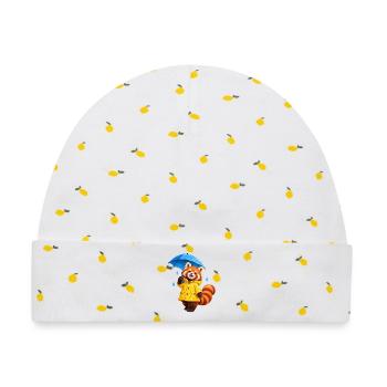 Regenmantel-Rotpanda mit Regenschirm - Baby Premium Organic Mütze - Weiß/Zitronengelb - Vorne