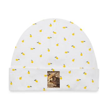 Gepard in seidigem Nap - Baby Premium Organic Mütze - Weiß/Zitronengelb - Vorne