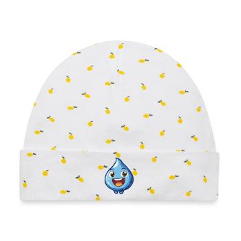 Fröhlicher Wassertropfen Cartoon - Baby Premium Organic Mütze - Weiß/Zitronengelb - Vorne