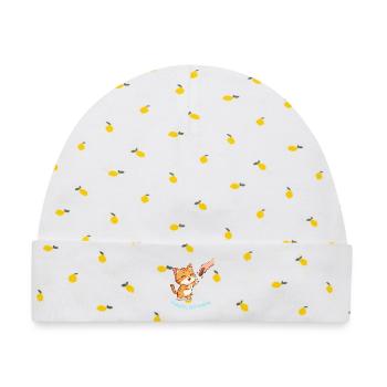 Cookie Time Katze niedliche Designkatze - Baby Premium Organic Mütze - Weiß/Zitronengelb - Vorne