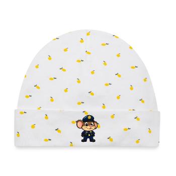 Mäuse Polizei / Polizistin Maus - Baby Premium Organic Mütze - Weiß/Zitronengelb - Vorne