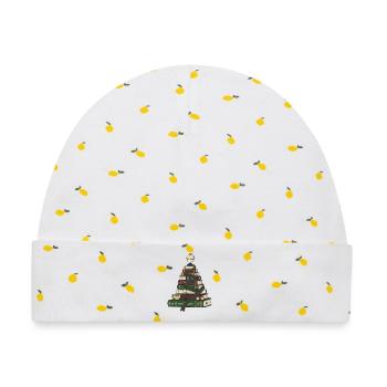 Weihnachtsbaum aus Büchern - Baby Premium Organic Mütze - Weiß/Zitronengelb - Vorne