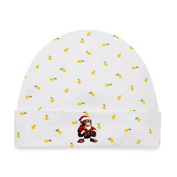 Affen Weihnachten - Baby Premium Organic Mütze - Weiß/Zitronengelb - Vorne