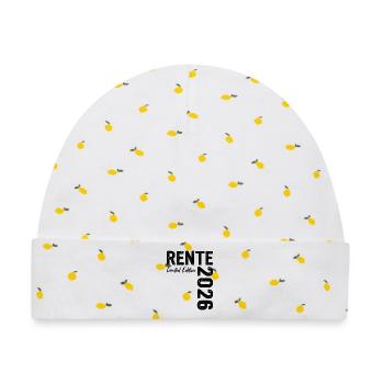 Rente 2026 Limited Edition Ruhestand - Baby Premium Organic Mütze - Weiß/Zitronengelb - Vorne