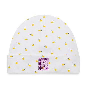 Cherish The Moment Blumen Floral Retro Geschenk    - Baby Premium Organic Mütze - Weiß/Zitronengelb - Vorne