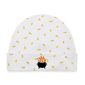 Hexenkessel Zaubertrank Logo - Baby Premium Organic Mütze - Weiß/Zitronengelb - Vorne