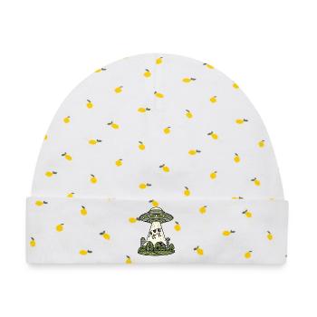 UFO Entführung Kuh Bauernhof Retro Sci-Fi Shirt - Baby Premium Organic Mütze - Weiß/Zitronengelb - Vorne