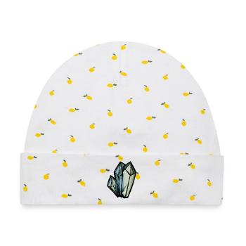 Kristallgeometrisches Aquarell - Baby Premium Organic Mütze - Weiß/Zitronengelb - Vorne