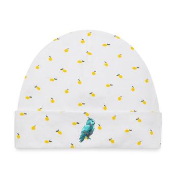 Poly Stil Eule - Baby Premium Organic Mütze - Weiß/Zitronengelb - Vorne