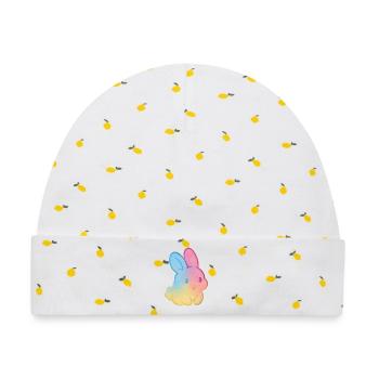 Pastell-Regenbogenhase - Baby Premium Organic Mütze - Weiß/Zitronengelb - Vorne