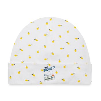 Flug BB2027 Ziel Opa und Großmutter - Baby Premium Organic Mütze - Weiß/Zitronengelb - Vorne