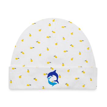 Delphin - Baby Premium Organic Mütze - Weiß/Zitronengelb - Vorne