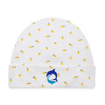 delphin - Baby Premium Organic Mütze - Weiß/Zitronengelb - Vorne