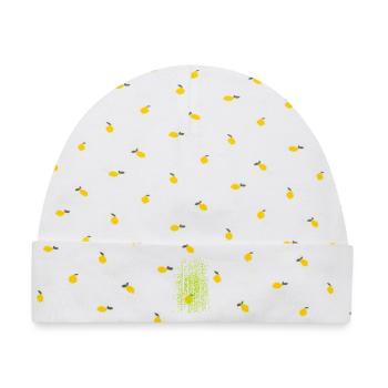 Matrix Neon Binärcode Druck auf Textilien - Baby Premium Organic Mütze - Weiß/Zitronengelb - Vorne