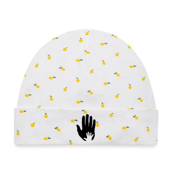 Baby Hand in Hand - Baby Premium Organic Mütze - Weiß/Zitronengelb - Vorne