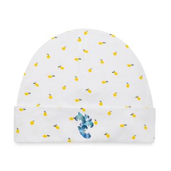 wunderschönes blau schimmerndes Barock Ornament - Baby Premium Organic Mütze - Weiß/Zitronengelb - Vorne