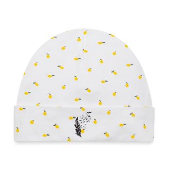 Federflug Silhouette mit Vogelzug - Baby Premium Organic Mütze - Weiß/Zitronengelb - Vorne