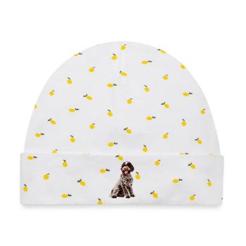 Lagotto Romagnolo - Baby Premium Organic Mütze - Weiß/Zitronengelb - Vorne