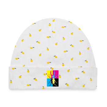 Estilo Pop Art con Escarabajo de Colores - Baby Premium Organic Mütze - Weiß/Zitronengelb - Vorne