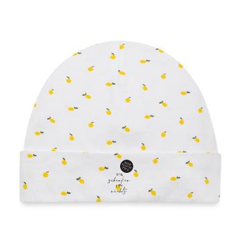 Wir schenken uns nichts Typo Design - Baby Premium Organic Mütze - Weiß/Zitronengelb - Vorne