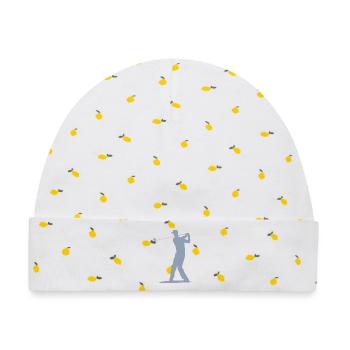 Golfer Abschlag Silhouette - Herren Design - Baby Premium Organic Mütze - Weiß/Zitronengelb - Vorne