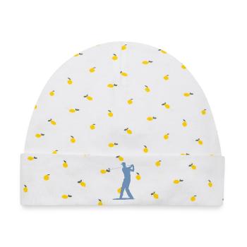 Golfer Abschlag Silhouette - Herren Design - Baby Premium Organic Mütze - Weiß/Zitronengelb - Vorne