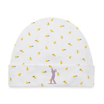 Golfer Abschlag Silhouette - Herren Design - Baby Premium Organic Mütze - Weiß/Zitronengelb - Vorne