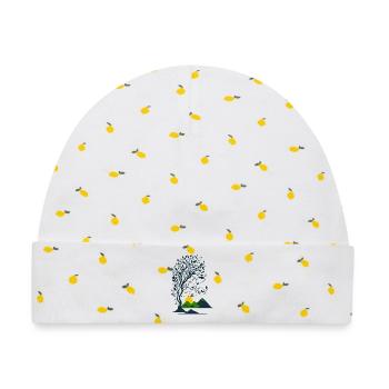 Baum und Berge minimalistisch - Baby Premium Organic Mütze - Weiß/Zitronengelb - Vorne
