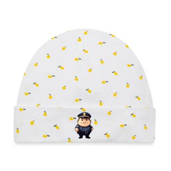 dicker Polizist - Baby Premium Organic Mütze - Weiß/Zitronengelb - Vorne