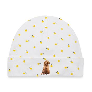 Golden Retriever - Baby Premium Organic Mütze - Weiß/Zitronengelb - Vorne