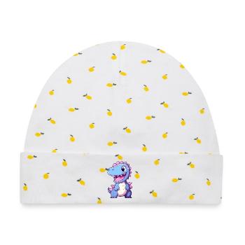Dinosaurier, Dino, Fossil - Baby Premium Organic Mütze - Weiß/Zitronengelb - Vorne