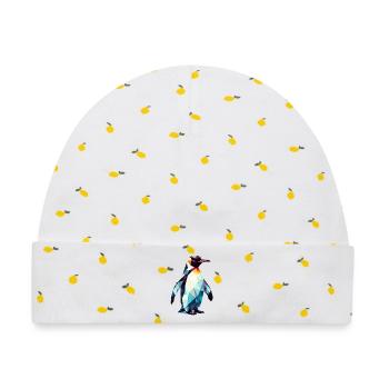 Polygonaler Pinguin - Baby Premium Organic Mütze - Weiß/Zitronengelb - Vorne