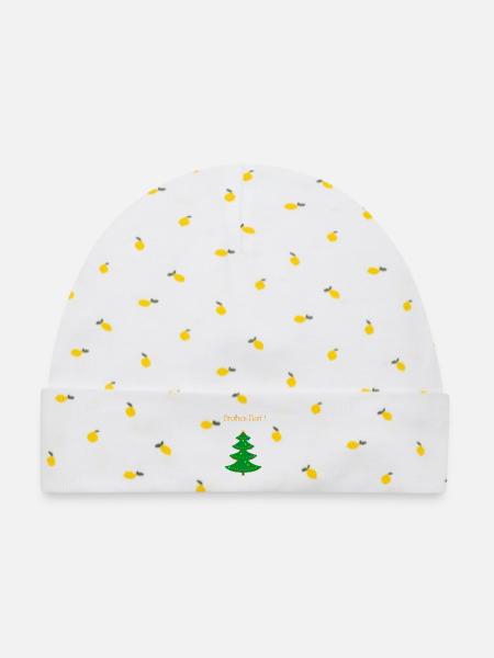 Weihnachtsbaum Frohes Fest - Baby Premium Organic Mütze - Weiß/Zitronengelb