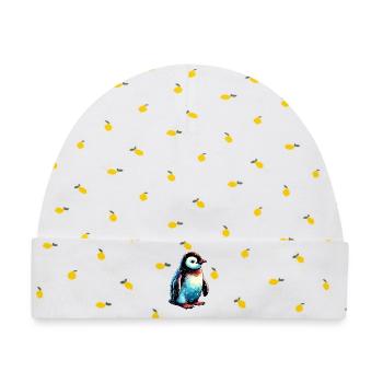 Pinguin - Baby Premium Organic Mütze - Weiß/Zitronengelb - Vorne