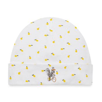 Hahn & Fahrräder - Baby Premium Organic Mütze - Weiß/Zitronengelb - Vorne