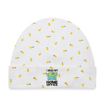 Home Office - Baby Premium Organic Mütze - Weiß/Zitronengelb - Vorne