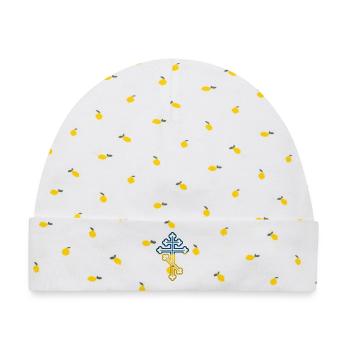 Ukrainisches Orthodoxes Kreuz - Baby Premium Organic Mütze - Weiß/Zitronengelb - Vorne
