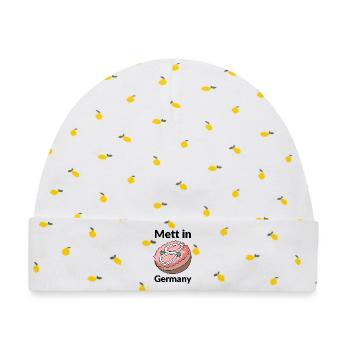 Mett in Germany - Baby Premium Organic Mütze - Weiß/Zitronengelb - Vorne