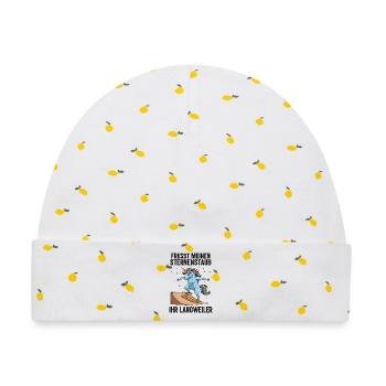 Skateboard-Einhorn - Baby Premium Organic Mütze - Weiß/Zitronengelb - Vorne