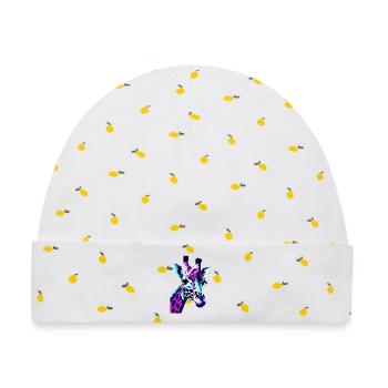 Giraffe in Neonfarben - Baby Premium Organic Mütze - Weiß/Zitronengelb - Vorne