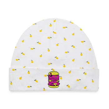Monsterburger im Pop-Art Stil - Baby Premium Organic Mütze - Weiß/Zitronengelb - Vorne