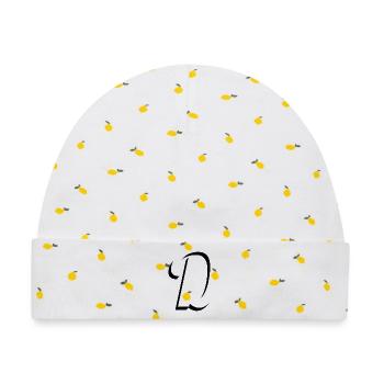 Letter D, Name, der Buchstabe D - Baby Premium Organic Mütze - Weiß/Zitronengelb - Vorne