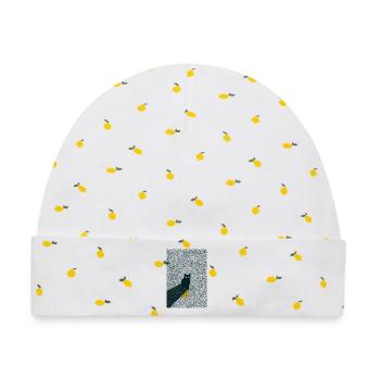 Kitty Dots - Baby Premium Organic Mütze - Weiß/Zitronengelb - Vorne