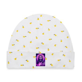 Neon Jesus mit Heiligenschein - Baby Premium Organic Mütze - Weiß/Zitronengelb - Vorne