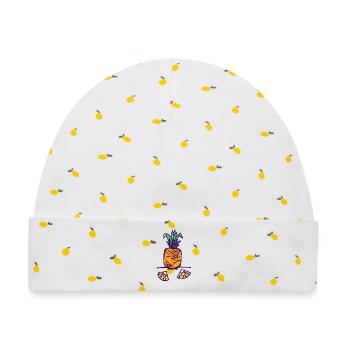 Ananas mit Scheiben - Baby Premium Organic Mütze - Weiß/Zitronengelb - Vorne