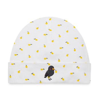 Amsel Vogel - Baby Premium Organic Mütze - Weiß/Zitronengelb - Vorne