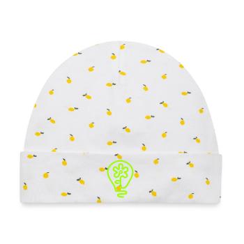 Flower-Power - Baby Premium Organic Mütze - Weiß/Zitronengelb - Vorne