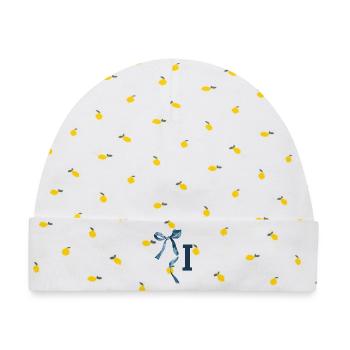 Monogramm i Geschenkidee - Baby Premium Organic Mütze - Weiß/Zitronengelb - Vorne